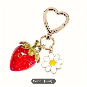 New- Strawberry keychain with sunflower